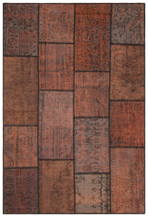Brown Over Dyed Patchwork Unique Rug 5'3'' x 7'7'' ft 159 x 232 cm