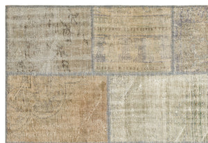 Beige Over Dyed Patchwork Unique Rug 5'3'' x 7'7'' ft 160 x 231 cm