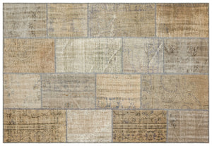 Beige Over Dyed Patchwork Unique Rug 5'3'' x 7'7'' ft 160 x 231 cm