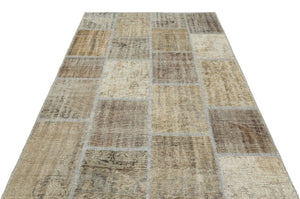 Beige Over Dyed Patchwork Unique Rug 5'3'' x 7'7'' ft 161 x 232 cm