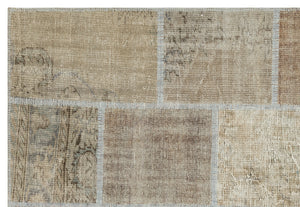 Beige Over Dyed Patchwork Unique Rug 5'3'' x 7'7'' ft 161 x 232 cm