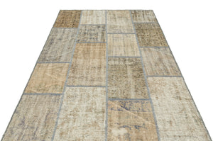 Beige Over Dyed Patchwork Unique Rug 5'3'' x 7'7'' ft 161 x 231 cm