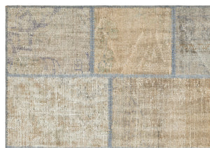 Beige Over Dyed Patchwork Unique Rug 5'3'' x 7'7'' ft 161 x 231 cm