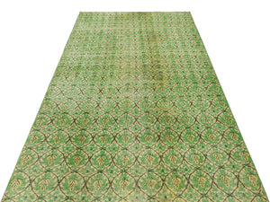 Retro Design Green Over Dyed Vintage Rug 4'11'' x 8'6'' ft 151 x 258 cm