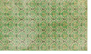 Retro Design Green Over Dyed Vintage Rug 4'11'' x 8'6'' ft 151 x 258 cm