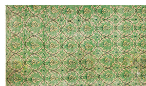Retro Design Green Over Dyed Vintage Rug 4'11'' x 8'6'' ft 151 x 258 cm
