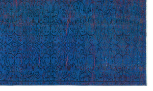 Retro Design Blue Over Dyed Vintage Rug 4'11'' x 8'5'' ft 150 x 257 cm