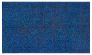 Retro Design Blue Over Dyed Vintage Rug 4'11'' x 8'5'' ft 150 x 257 cm