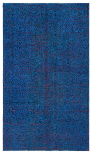 Retro Design Blue Over Dyed Vintage Rug 4'11'' x 8'5'' ft 150 x 257 cm
