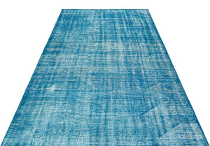 Turquoise Over Dyed Vintage Rug 5'3'' x 8'5'' ft 161 x 256 cm