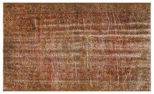 Traditional Design Brown Over Dyed Vintage Rug 4'12'' x 8'2'' ft 152 x 250 cm