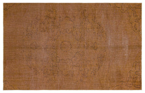 Traditional Design Brown Over Dyed Vintage Rug 4'5'' x 7'5'' ft 135 x 225 cm
