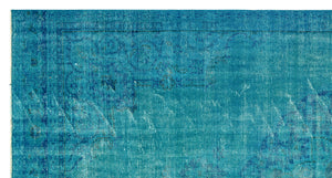 Traditional Design Turquoise Over Dyed Vintage Rug 5'5'' x 10'2'' ft 165 x 311 cm