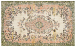 Traditional Design Beige Over Dyed Vintage Rug 5'10'' x 9'8'' ft 178 x 295 cm