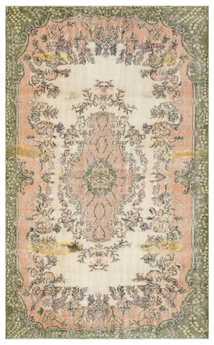 Traditional Design Beige Over Dyed Vintage Rug 5'10'' x 9'8'' ft 178 x 295 cm