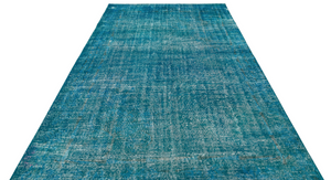 Turquoise Over Dyed Vintage Rug 6'8'' x 10'6'' ft 203 x 319 cm