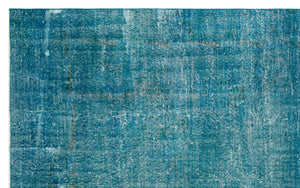 Turquoise Over Dyed Vintage Rug 6'8'' x 10'6'' ft 203 x 319 cm