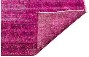 Fuchsia Over Dyed Vintage Rug 6'7'' x 9'5'' ft 201 x 287 cm
