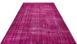 Fuchsia Over Dyed Vintage Rug 6'7'' x 9'5'' ft 201 x 287 cm