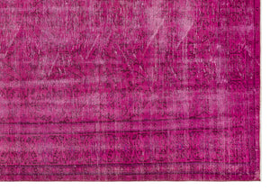 Fuchsia Over Dyed Vintage Rug 6'7'' x 9'5'' ft 201 x 287 cm