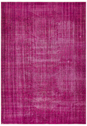 Fuchsia Over Dyed Vintage Rug 6'7'' x 9'5'' ft 201 x 287 cm