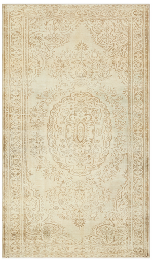 Traditional Design Beige Over Dyed Vintage Rug 5'7'' x 9'8'' ft 170 x 294 cm