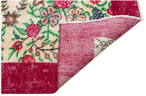 Retro Design Floral Over Dyed Vintage Rug 5'9'' x 9'2'' ft 174 x 279 cm