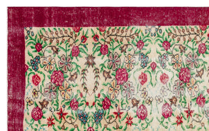 Retro Design Floral Over Dyed Vintage Rug 5'9'' x 9'2'' ft 174 x 279 cm