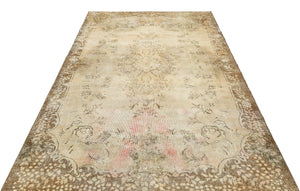 Traditional Design Beige Over Dyed Vintage Rug 6'0'' x 9'5'' ft 183 x 288 cm