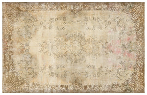 Traditional Design Beige Over Dyed Vintage Rug 6'0'' x 9'5'' ft 183 x 288 cm