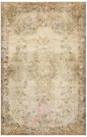 Traditional Design Beige Over Dyed Vintage Rug 6'0'' x 9'5'' ft 183 x 288 cm