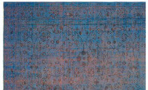 Retro Design Blue Over Dyed Vintage Rug 5'10'' x 9'1'' ft 179 x 278 cm