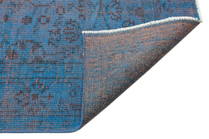 Retro Design Blue Over Dyed Vintage Rug 5'10'' x 9'1'' ft 179 x 278 cm
