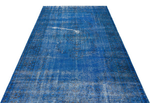 Traditional Design Blue Over Dyed Vintage Rug 5'6'' x 9'8'' ft 168 x 294 cm