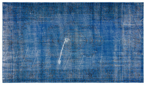 Traditional Design Blue Over Dyed Vintage Rug 5'6'' x 9'8'' ft 168 x 294 cm