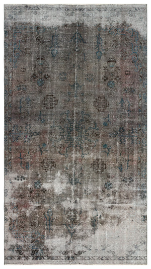Retro Design Gray Over Dyed Vintage Rug 5'5'' x 9'9'' ft 166 x 298 cm