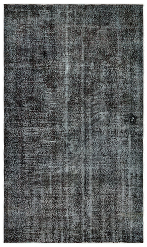 Black Over Dyed Vintage Rug 5'5'' x 9'2'' ft 165 x 280 cm