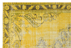 Traditional Design Yellow Over Dyed Vintage Rug 5'5'' x 7'10'' ft 164 x 238 cm