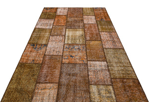 Brown Over Dyed Patchwork Unique Rug 5'10'' x 9'2'' ft 178 x 280 cm