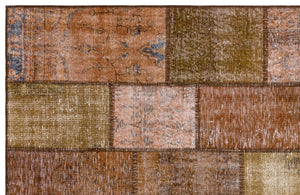Brown Over Dyed Patchwork Unique Rug 5'10'' x 9'2'' ft 178 x 280 cm