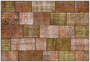 Brown Over Dyed Patchwork Unique Rug 6'3'' x 9'3'' ft 190 x 281 cm
