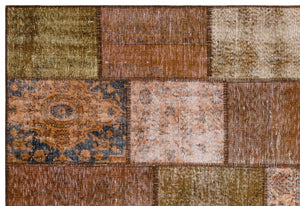 Brown Over Dyed Patchwork Unique Rug 6'3'' x 9'3'' ft 190 x 281 cm