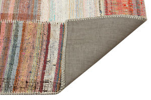 Striped Over Dyed Kilim Patchwork Unique Rug 5'3'' x 7'4'' ft 160 x 223 cm