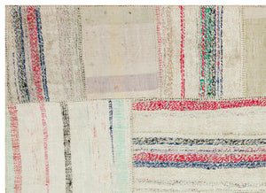 Striped Over Dyed Kilim Patchwork Unique Rug 5'3'' x 7'2'' ft 161 x 219 cm