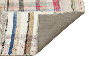 Striped Over Dyed Kilim Patchwork Unique Rug 5'3'' x 7'6'' ft 160 x 228 cm