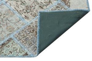 Blue Over Dyed Patchwork Unique Rug 9'3'' x 10'5'' ft 282 x 317 cm