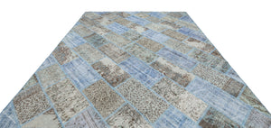 Blue Over Dyed Patchwork Unique Rug 9'3'' x 10'5'' ft 282 x 317 cm