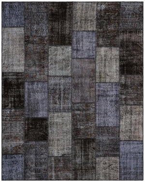Gray Over Dyed Patchwork Unique Rug 7'10'' x 9'10'' ft 240 x 300 cm