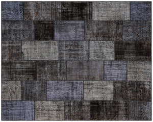 Gray Over Dyed Patchwork Unique Rug 7'10'' x 9'10'' ft 240 x 300 cm
