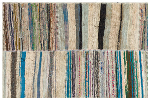 Striped Over Dyed Kilim Patchwork Unique Rug 4'11'' x 7'7'' ft 151 x 231 cm